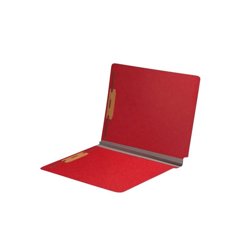 Deep Red Type III Pressboard Folders, Full Cut END TAB, Letter Size, 2" Exp., Fastener Pos #1 & #3 (Box of 25) - Image 2