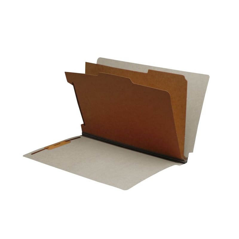 Gray Type II Pressboard Classification Folders, Full Cut END TAB, Legal Size, 2 Divider (Box of 10) - Image 2