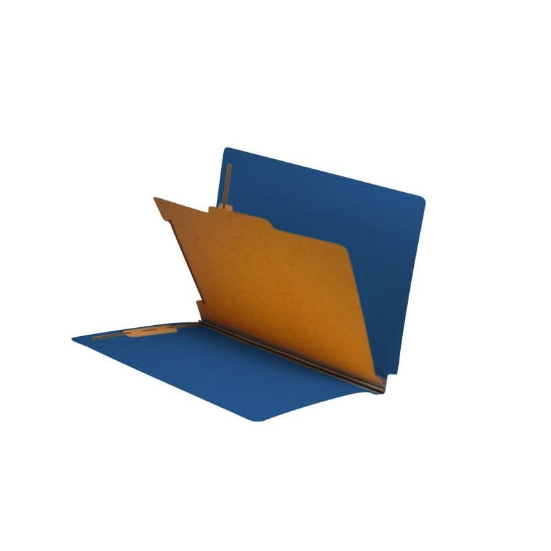 Royal Blue Type III Pressboard Classification Folders, Full Cut END TAB, Letter Size, 1 Divider (Box of 10) - Image 2