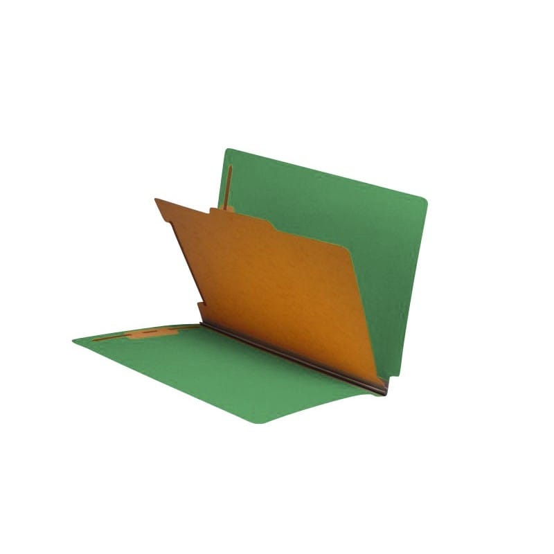 Moss Green Type III Pressboard Classification Folders, Full Cut END TAB, Letter Size, 1 Divider (Box of 10) - Image 2