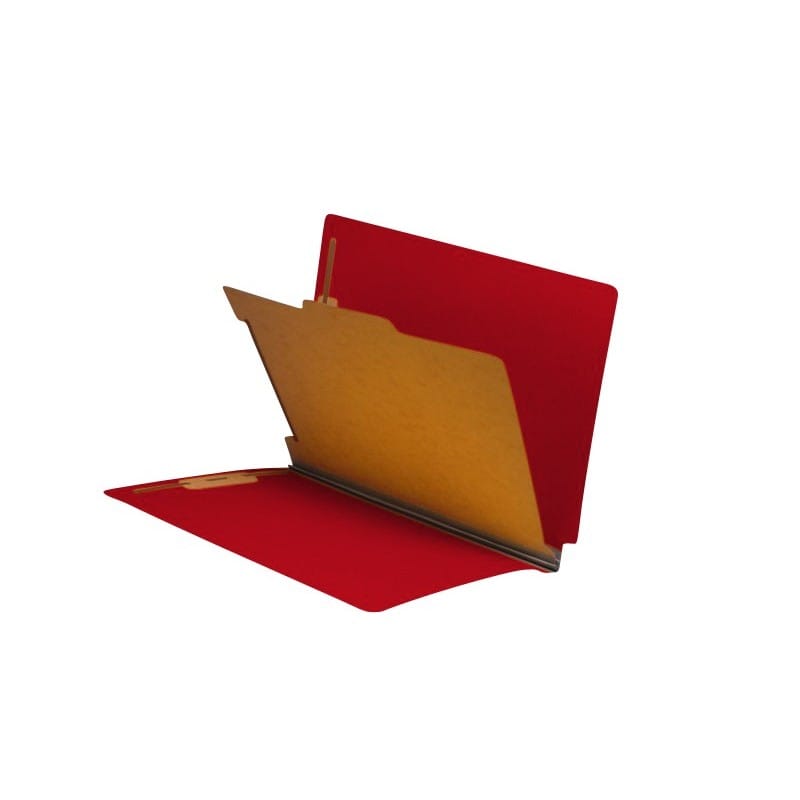 Deep Red Type III Pressboard Classification Folders, Full Cut END TAB, Letter Size, 1 Divider (Box of 10) - Image 2