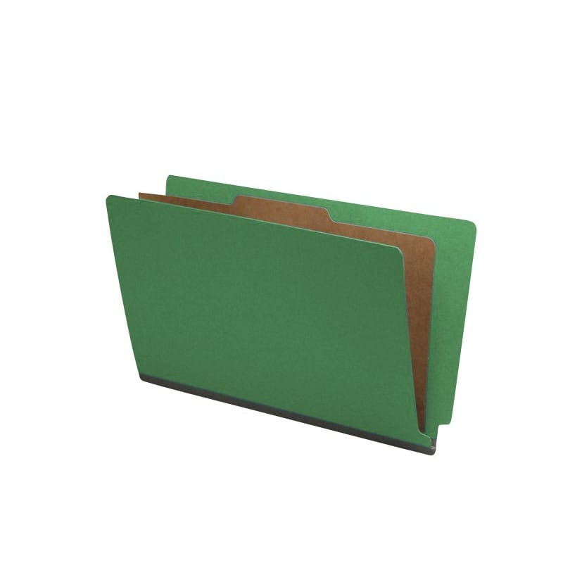 Moss Green Type III Pressboard Classification Folders, Full Cut END TAB, Legal Size, 1 Divider (Box of 10) - Image 2