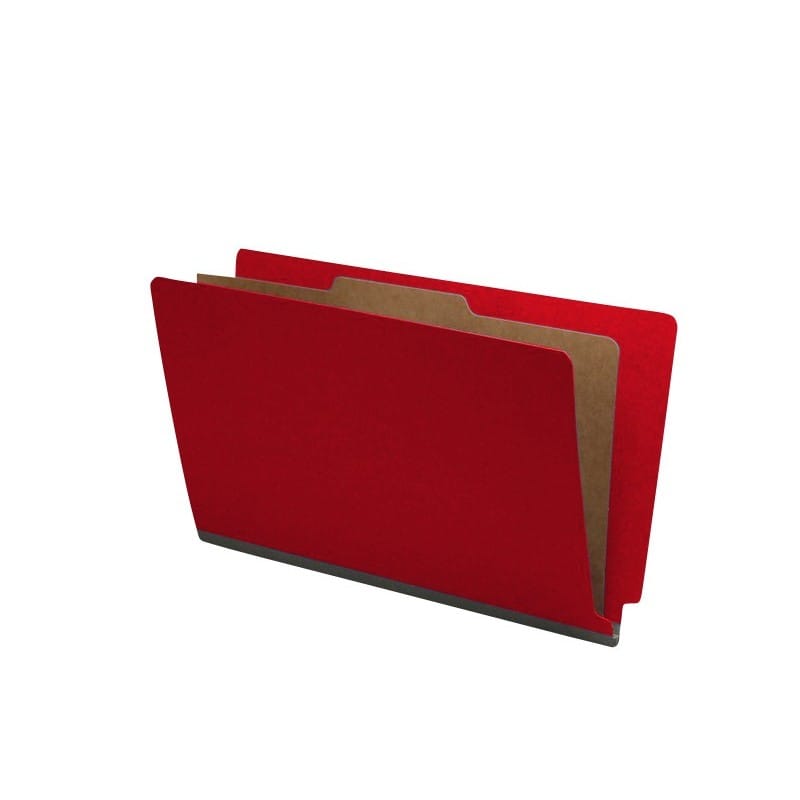 Deep Red Type III Pressboard Classification Folders, Full Cut END TAB, Legal Size, 1 Divider (Box of 10) - Image 2