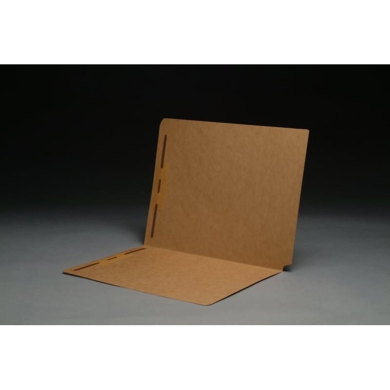 11pt Brown Kraft Folders, SFI Compatible, Full Cut END TAB, Letter Size, Fastener Pos #1 & #3 (Box of 50)