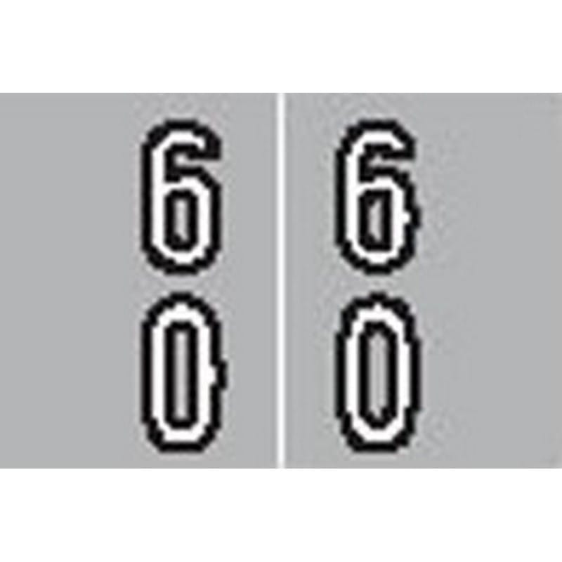 Barkley DAVM Compatible "60" Double Digit Labels, Laminated Stock, 1-3/16" X 1-1/2" Individual Numbers - Roll of 500