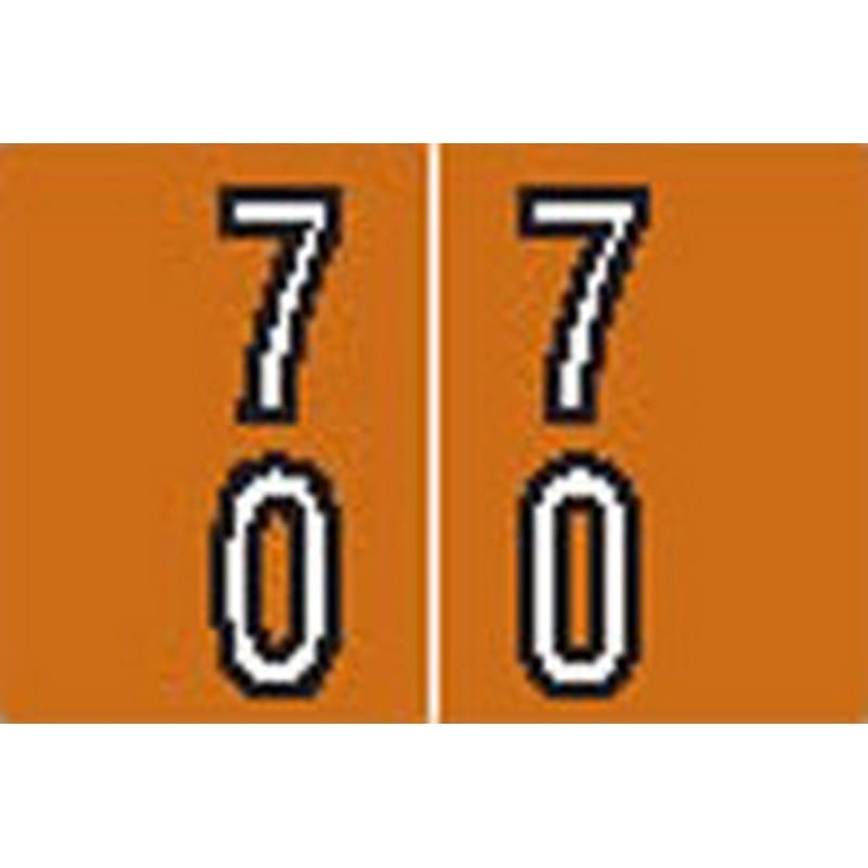 Barkley DAVM Compatible "70" Double Digit Labels, Laminated Stock, 1-3/16" X 1-1/2" Individual Numbers - Roll of 500