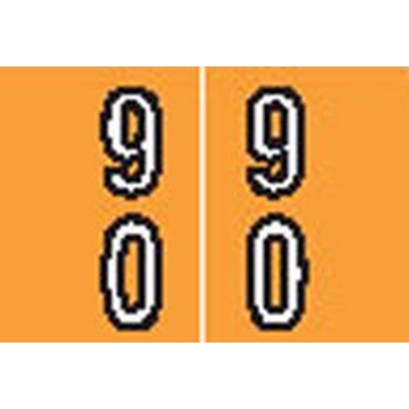 Barkley DAVM Compatible "90" Double Digit Labels, Laminated Stock, 1-3/16" X 1-1/2" Individual Numbers - Roll of 500