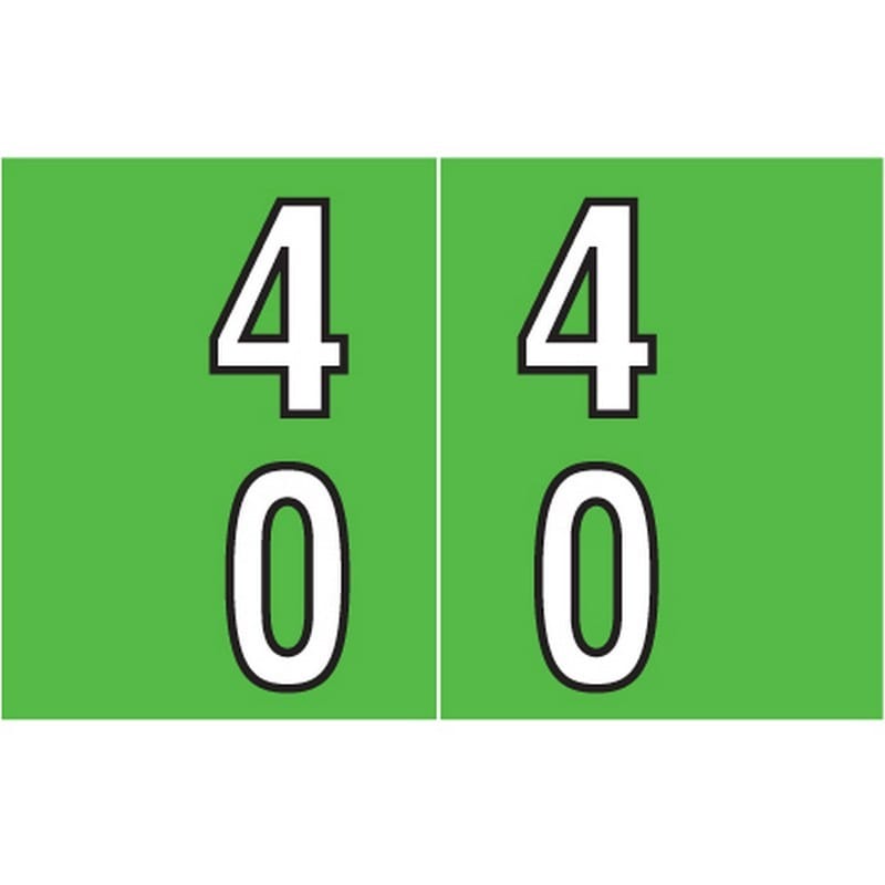 Barkley DBKE Compatible "40" Double Digit Labels, Laminated Stock, 1" X 1-1/2" Individual Numbers - Roll of 500