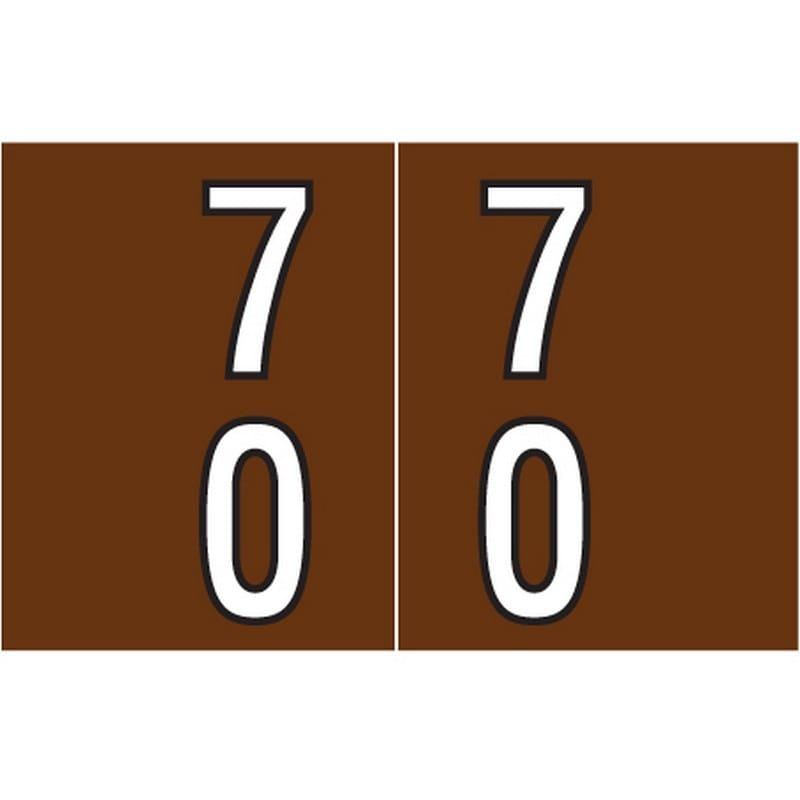 Barkley DBKE Compatible "70" Double Digit Labels, Laminated Stock, 1" X 1-1/2" Individual Numbers - Roll of 500