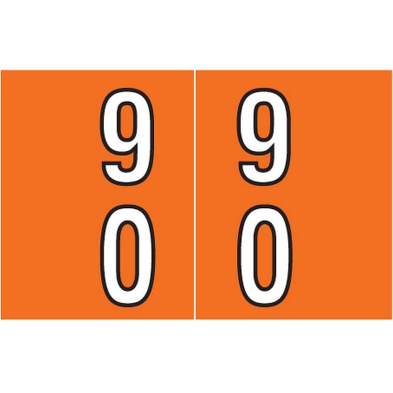 Barkley DBKE Compatible "90" Double Digit Labels, Laminated Stock, 1" X 1-1/2" Individual Numbers - Roll of 500
