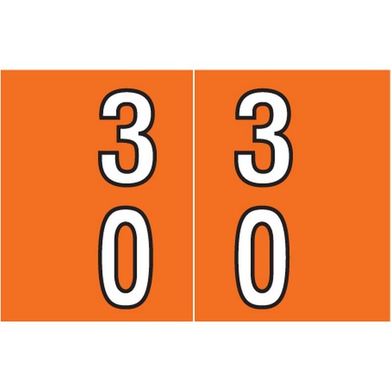 Barkley DBKM Compatible "30" Double Digit Labels, Laminated Stock, 1" X 1-1/2" Individual Numbers - Roll of 500 - Image 2