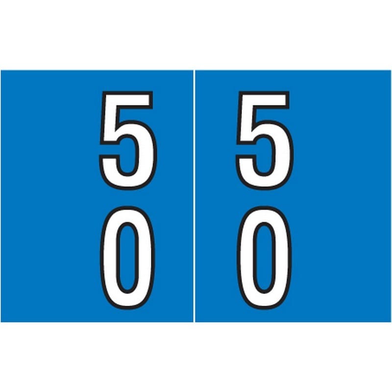 Barkley DBKM Compatible "50" Double Digit Labels, Laminated Stock, 1" X 1-1/2" Individual Numbers - Roll of 500 - Image 2