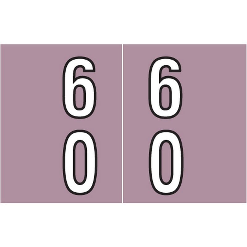 Barkley DBKM Compatible "60" Double Digit Labels, Laminated Stock, 1" X 1-1/2" Individual Numbers - Roll of 500