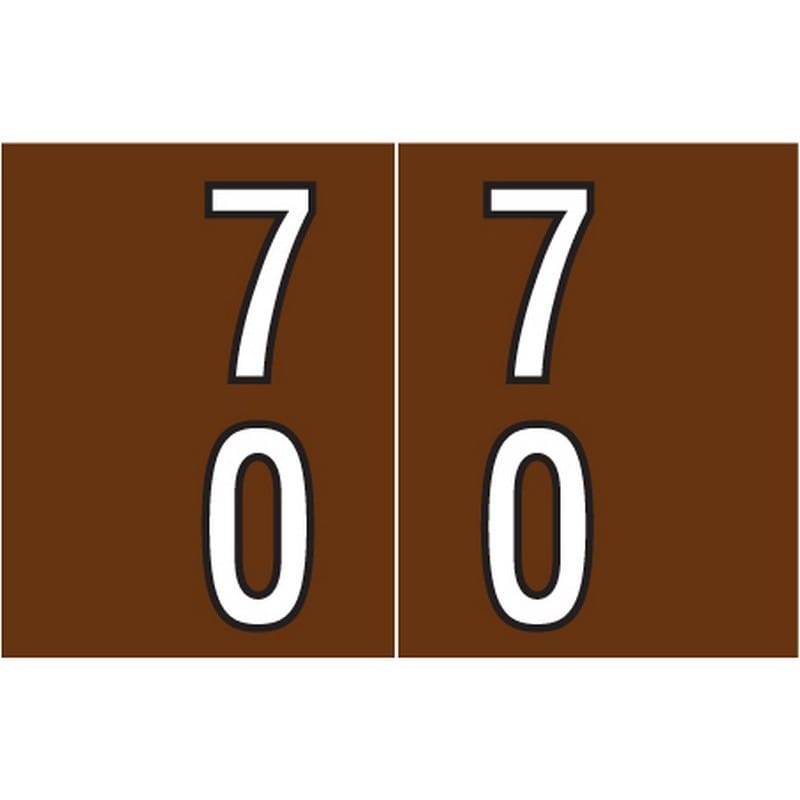 Barkley DBKM Compatible "70" Double Digit Labels, Laminated Stock, 1" X 1-1/2" Individual Numbers - Roll of 500