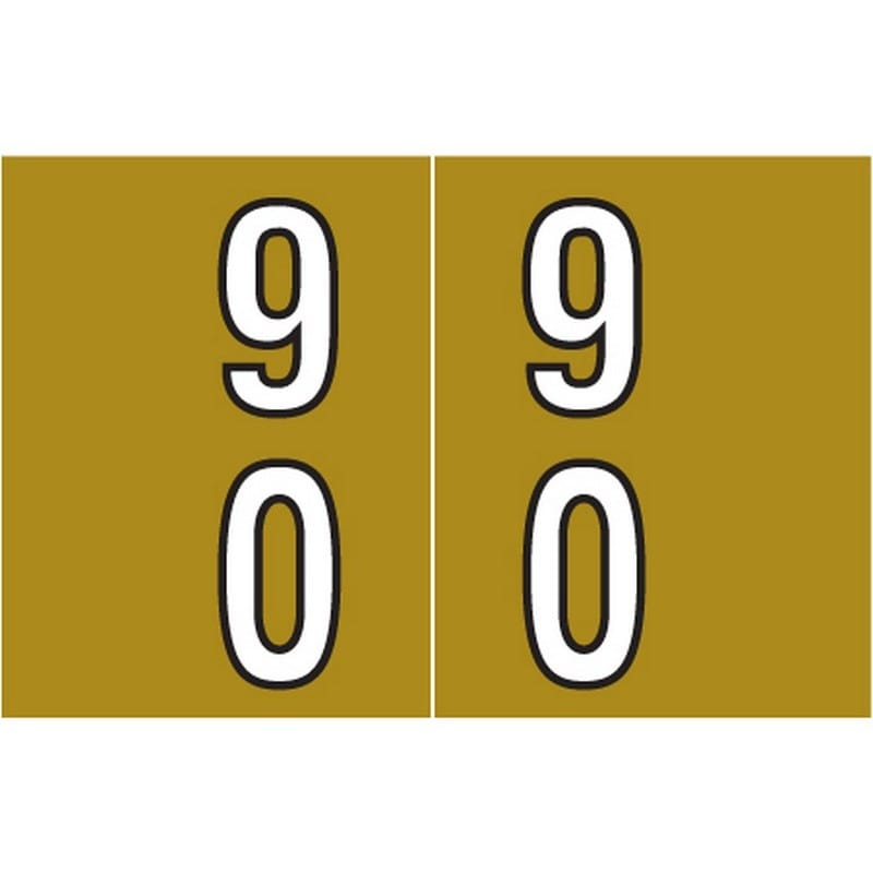 Barkley DBKM Compatible "90" Double Digit Labels, Laminated Stock, 1" X 1-1/2" Individual Numbers - Roll of 500