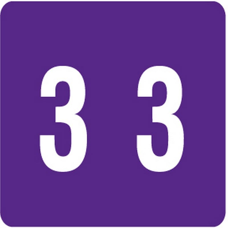 Smead DCCRN Compatible "3" Numeric Labels, Laminated Stock, 1" X 1-1/4" Individual Numbers - Roll of 500