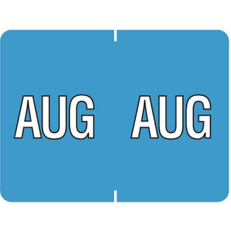 Data File Compatible "Aug" Month Labels, Laminated Stock, 15/16" X 1-1/4", Individual Months - Pack of 256