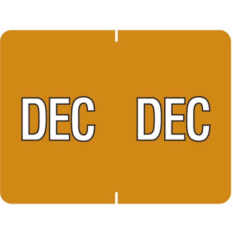 Data File Compatible "Dec" Month Labels, Laminated Stock, 15/16" X 1-1/4", Individual Months - Pack of 256