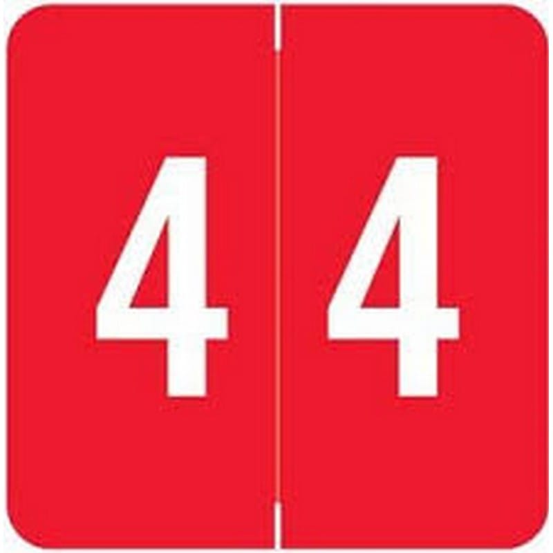 Sav-Tyme MDRL Compatible "4" Numeric Labels, Laminated Stock, 1-1/2" X 1-1/2" Individual Numbers - Roll of 500