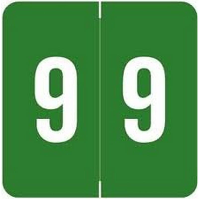 Sav-Tyme MDRL Compatible "9" Numeric Labels, Laminated Stock, 1-1/2" X 1-1/2" Individual Numbers - Roll of 500
