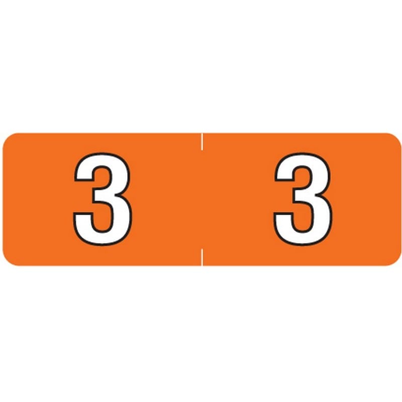 Barkley NBAM Compatible Mini "3" Numeric Labels, Laminated Stock, 1/2" X 1-1/2" Individual Numbers - Roll of 500 - Image 2