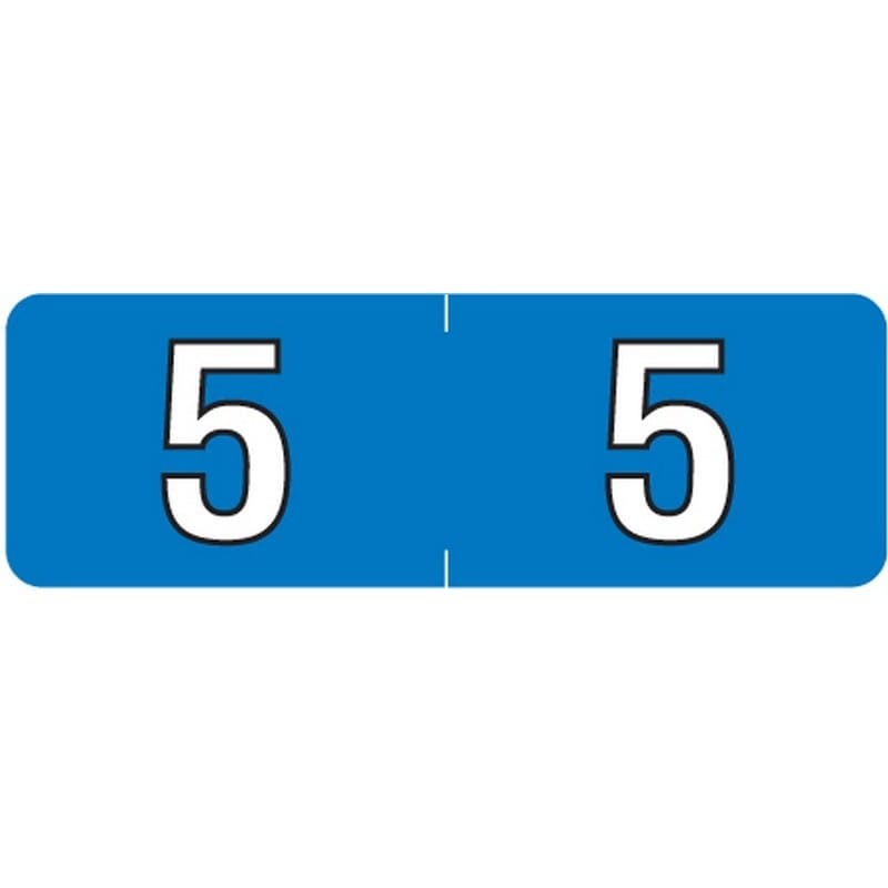 Barkley NBAM Compatible Mini "5" Numeric Labels, Laminated Stock, 1/2" X 1-1/2" Individual Numbers - Roll of 500