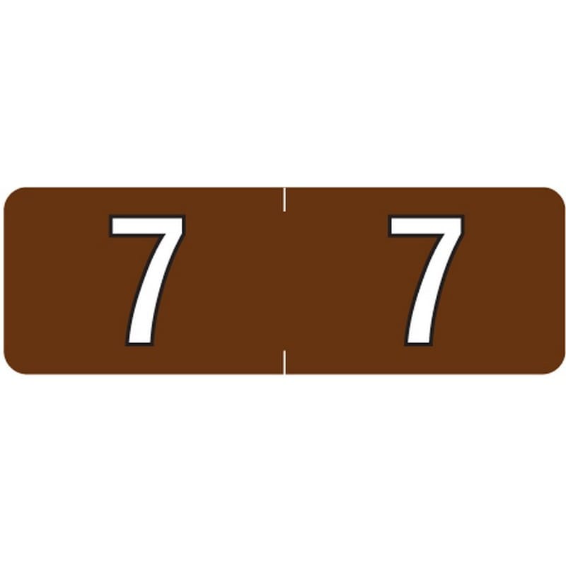 Barkley NBAM Compatible Mini "7" Numeric Labels, Laminated Stock, 1/2" X 1-1/2" Individual Numbers - Roll of 500