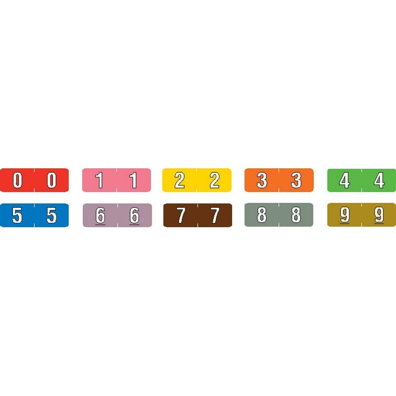 Barkley NBAM Compatible Mini Numeric Labels, Laminated Stock, 1/2" X 1-1/2", Starter Set - 10 Rolls of 500