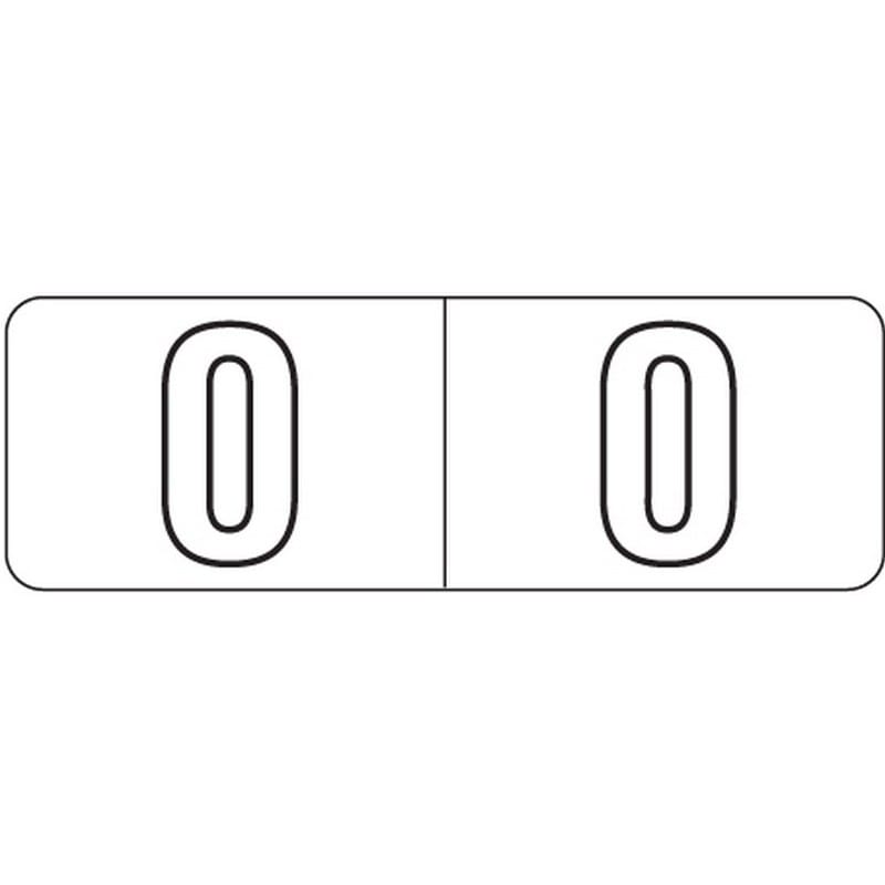 Barkley NBWM Compatible White Mini "0" Numeric Labels, Laminated Stock, 1/2" X 1-1/2" Individual Numbers - Roll of 500