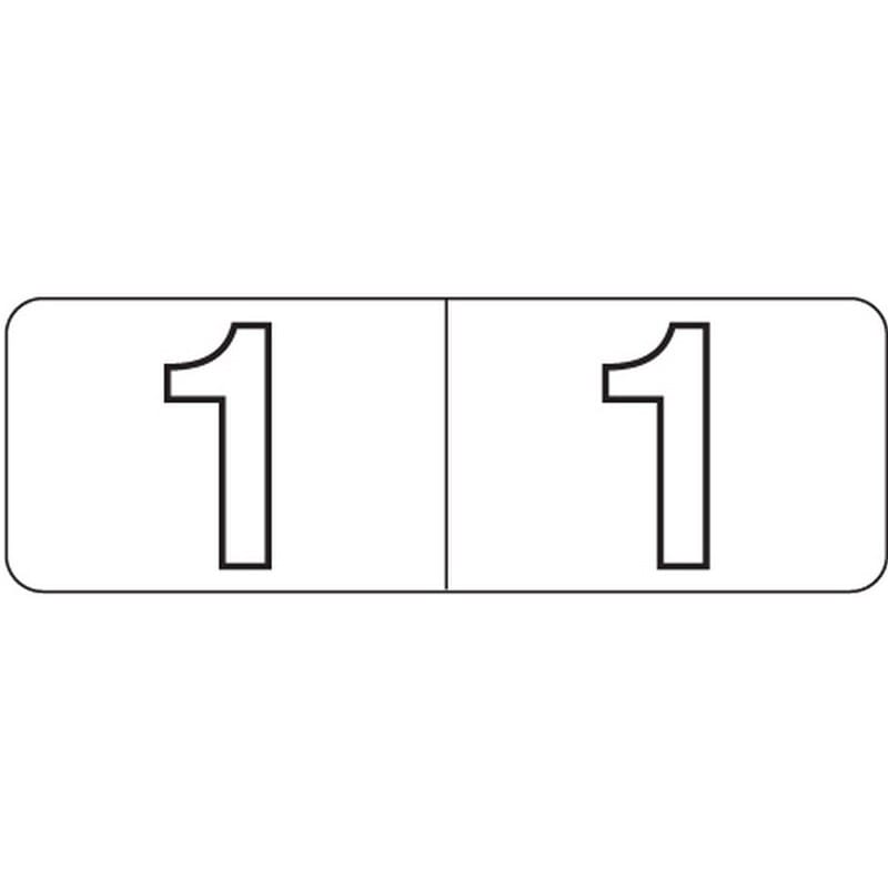 Barkley NBWM Compatible White Mini "1" Numeric Labels, Laminated Stock, 1/2" X 1-1/2" Individual Numbers - Roll of 500