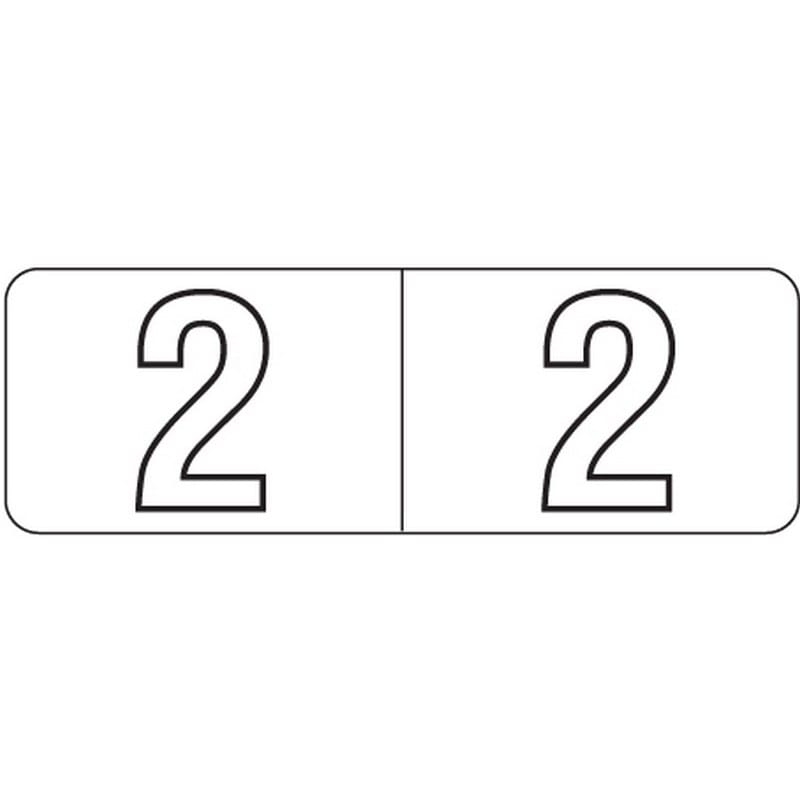 Barkley NBWM Compatible White Mini "2" Numeric Labels, Laminated Stock, 1/2" X 1-1/2" Individual Numbers - Roll of 500
