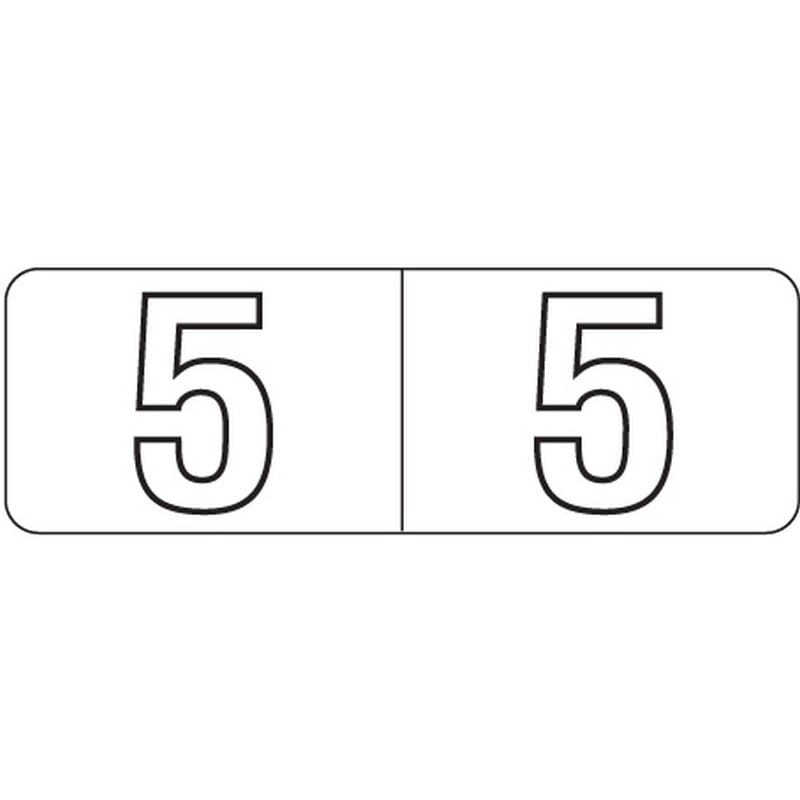 Barkley NBWM Compatible White Mini "5" Numeric Labels, Laminated Stock, 1/2" X 1-1/2" Individual Numbers - Roll of 500