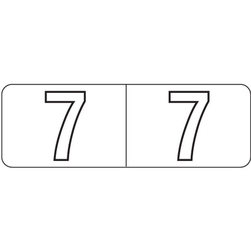 Barkley NBWM Compatible White Mini "7" Numeric Labels, Laminated Stock, 1/2" X 1-1/2" Individual Numbers - Roll of 500