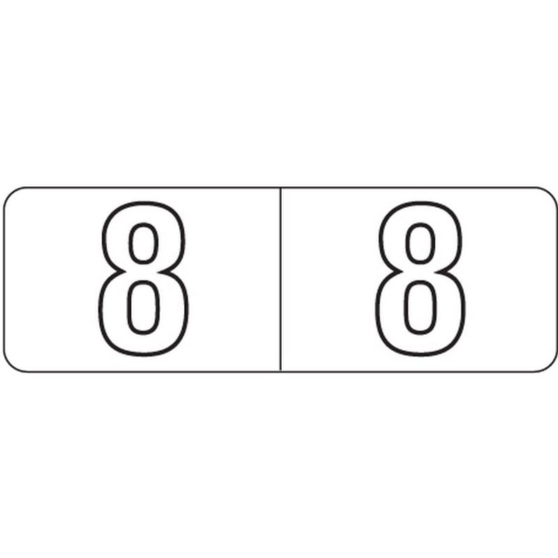 Barkley NBWM Compatible White Mini "8" Numeric Labels, Laminated Stock, 1/2" X 1-1/2" Individual Numbers - Roll of 500