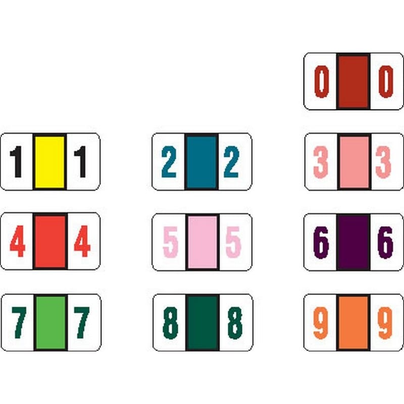 POS Compatible Numeric Labels, Laminated Stock, 15/16" X 1-5/8", Starter Set - 10 Rolls of 500