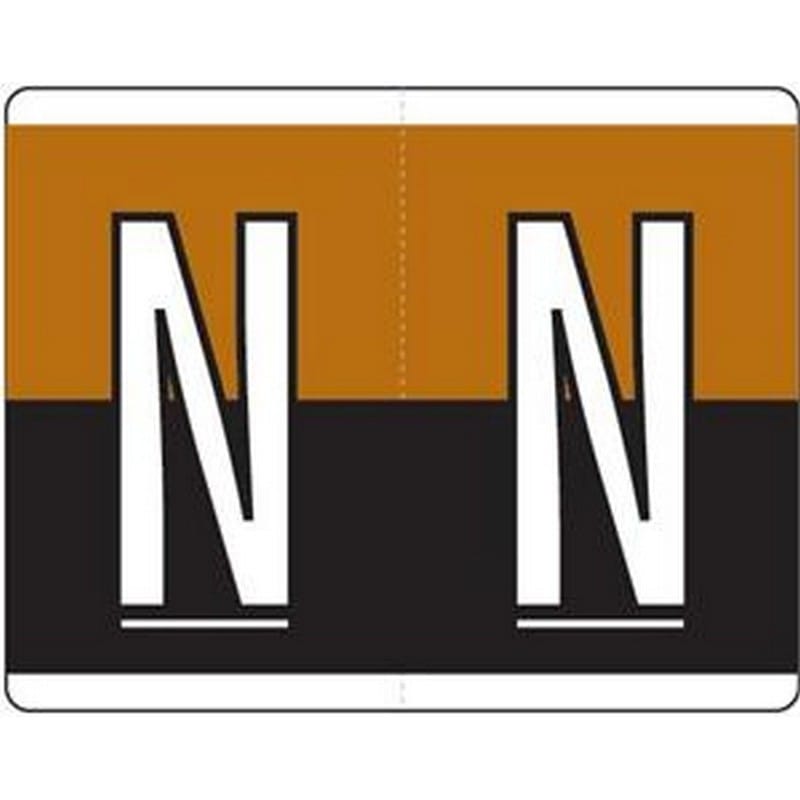 Kardex Compatible "N" Labels, Laminated Stock, 1-1/4" X 1-19/32" Individual Letters - Roll of 500