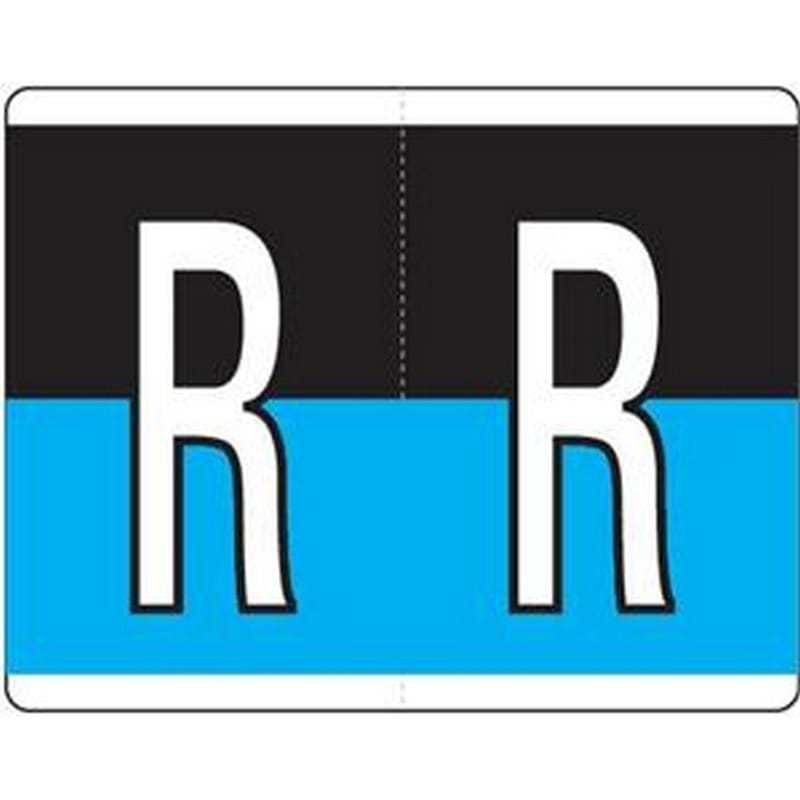 Kardex Compatible "R" Labels, Laminated Stock, 1-1/4" X 1-19/32" Individual Letters - Roll of 500