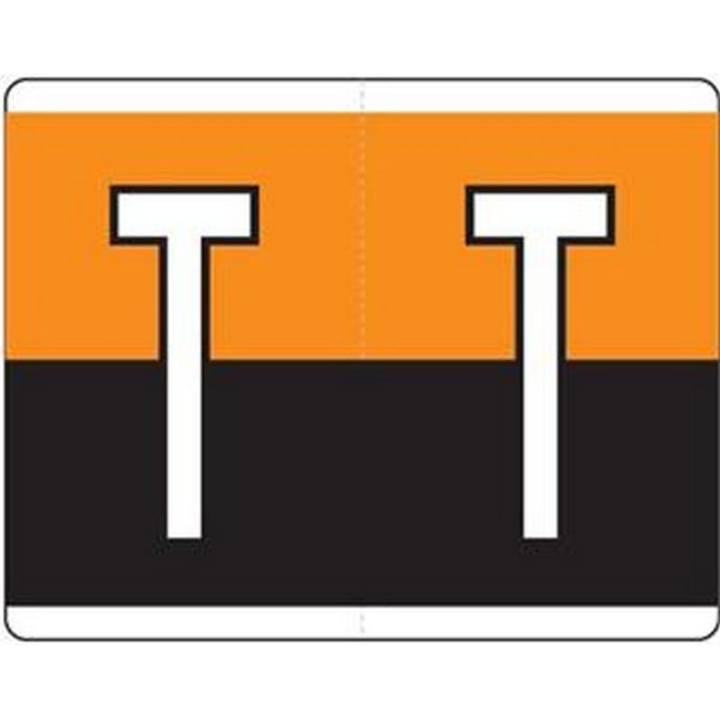 Kardex Compatible "T" Labels, Laminated Stock, 1-1/4" X 1-19/32" Individual Letters - Roll of 500