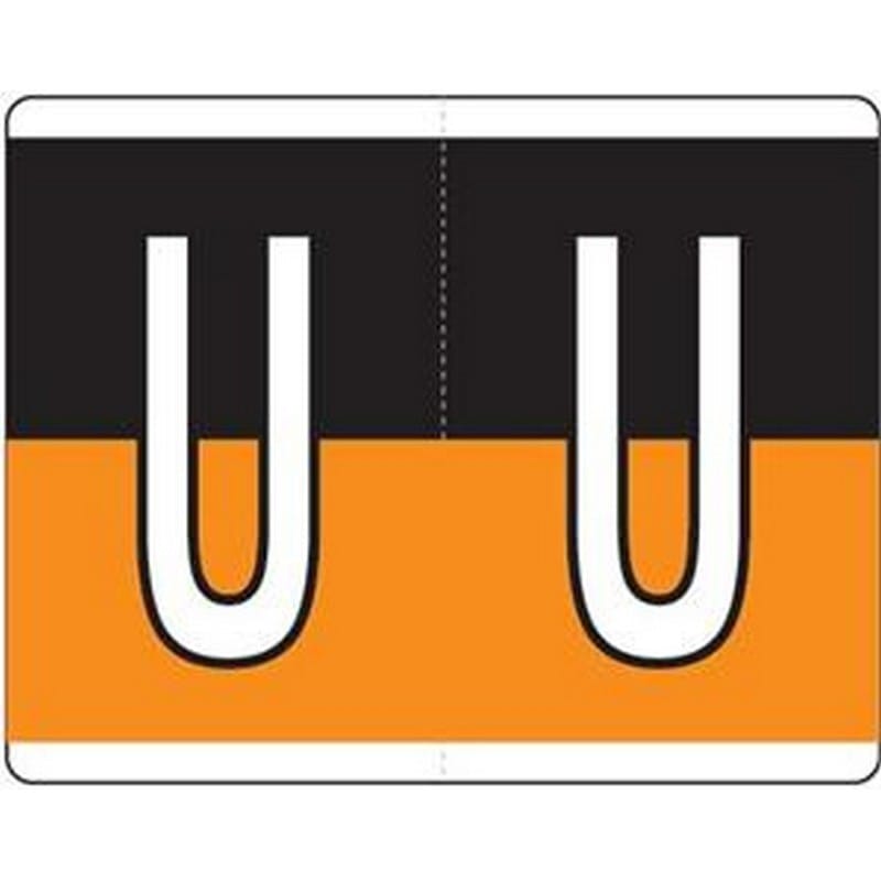 Kardex Compatible "U" Labels, Laminated Stock, 1-1/4" X 1-19/32" Individual Letters - Roll of 500