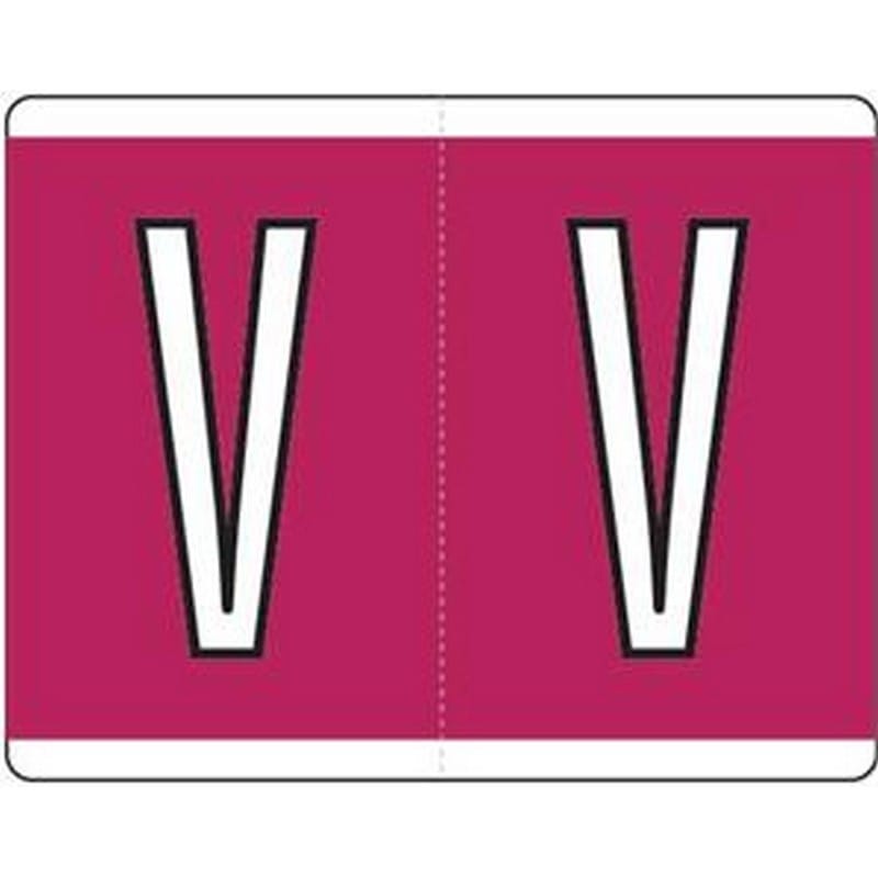 Kardex Compatible "V" Labels, Laminated Stock, 1-1/4" X 1-19/32" Individual Letters - Roll of 500