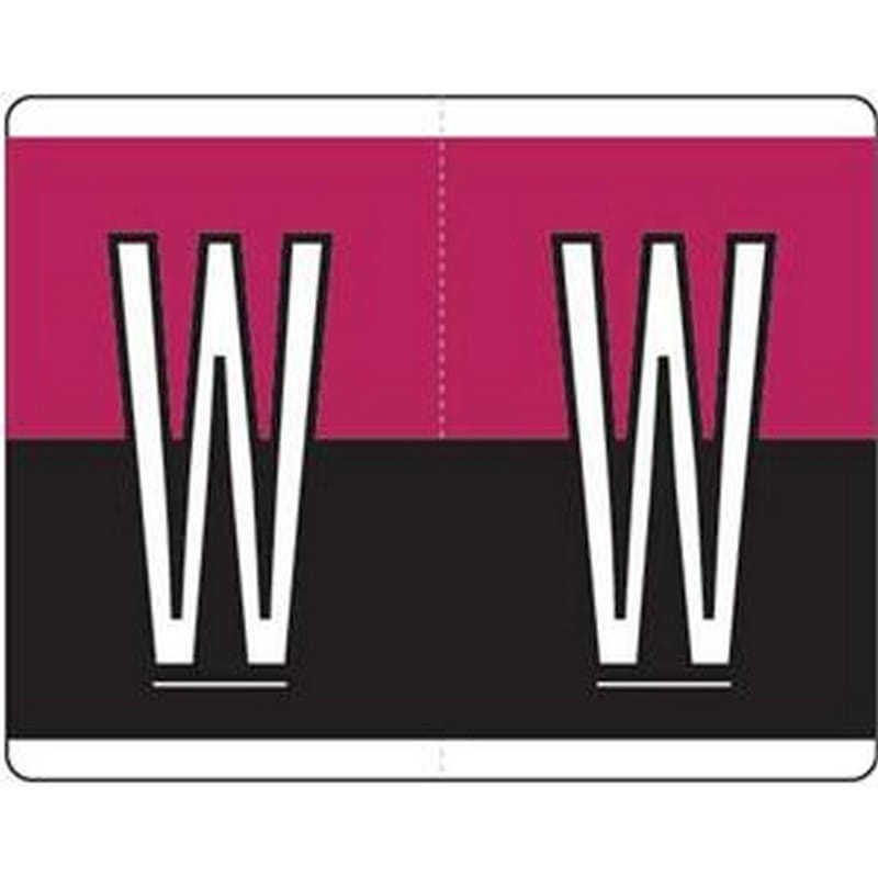 Kardex Compatible "W" Labels, Laminated Stock, 1-1/4" X 1-19/32" Individual Letters - Roll of 500