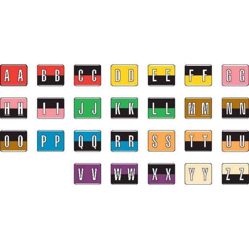 Kardex Compatible Alpha Labels, Laminated Stock, 1-1/4" X 1-1/2" Individual Letters - Roll of 500