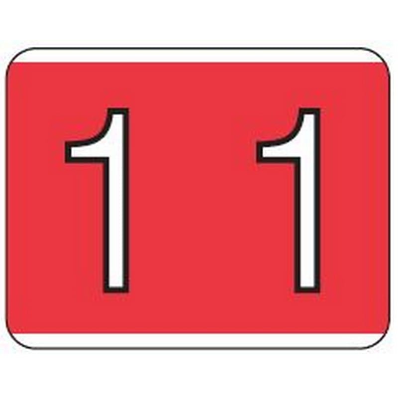 Kardex Compatible "1" Numeric Labels, Laminated Stock, 1-1/4" X 1-1/2" Individual Numbers - Roll of 500