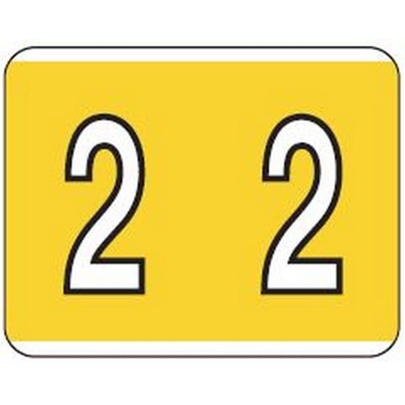 Kardex Compatible "2" Numeric Labels, Laminated Stock, 1-1/4" X 1-1/2" Individual Numbers - Roll of 500