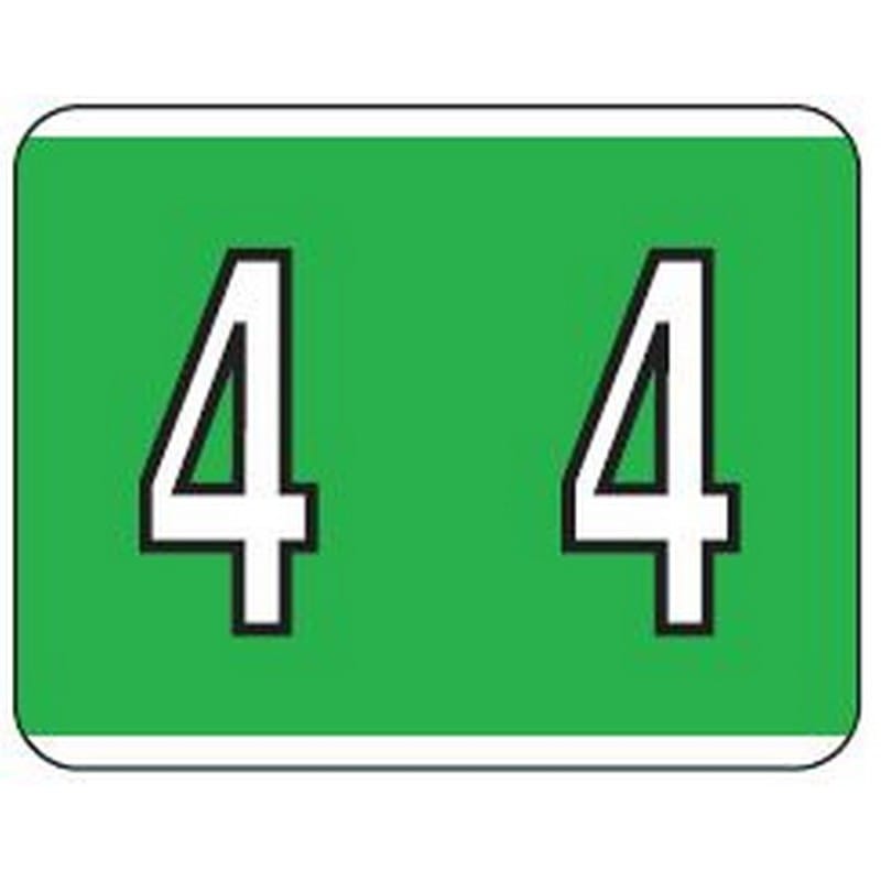 Kardex Compatible "4" Numeric Labels, Laminated Stock, 1-1/4" X 1-1/2" Individual Numbers - Roll of 500