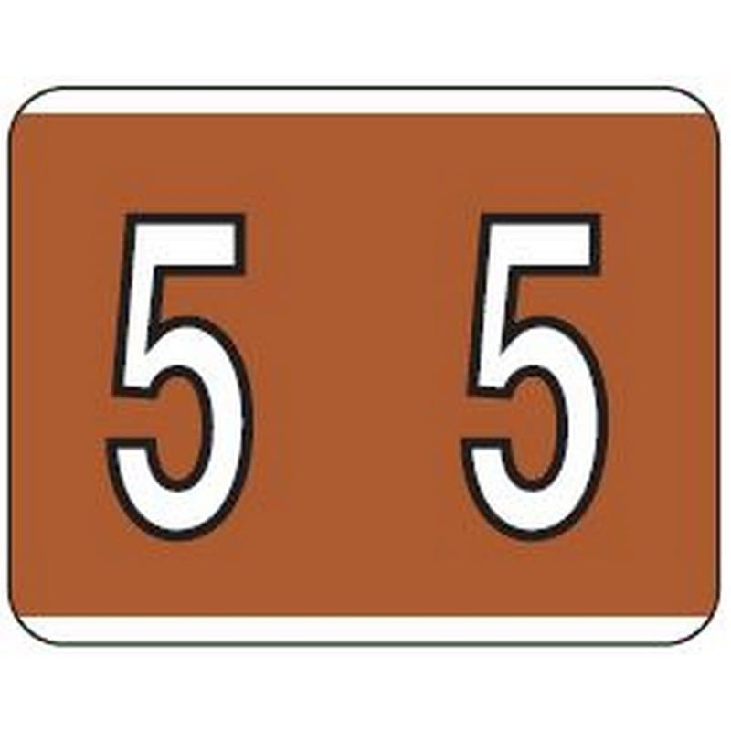 Kardex Compatible "5" Numeric Labels, Laminated Stock, 1-1/4" X 1-1/2" Individual Numbers - Roll of 500