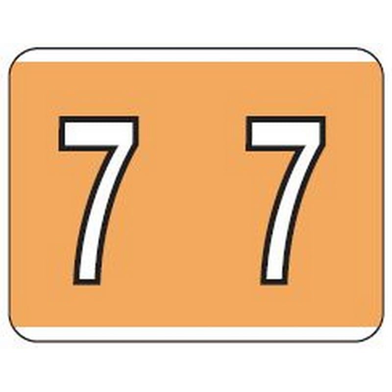 Kardex Compatible "7" Numeric Labels, Laminated Stock, 1-1/4" X 1-1/2" Individual Numbers - Roll of 500