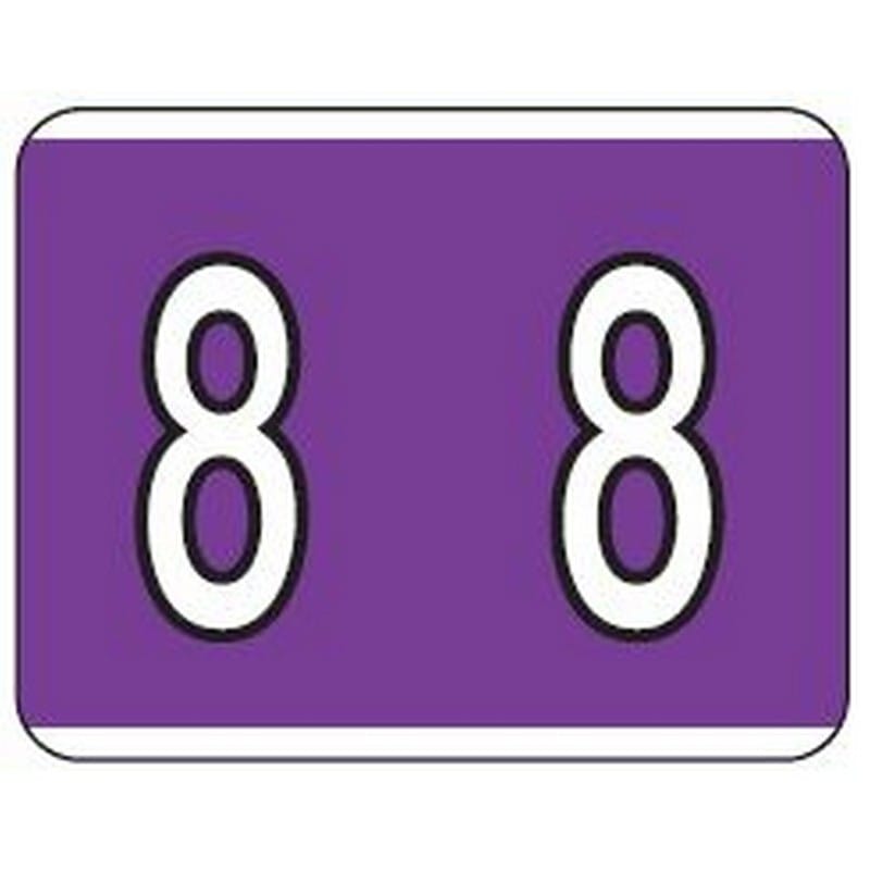 Kardex Compatible "8" Numeric Labels, Laminated Stock, 1-1/4" X 1-1/2" Individual Numbers - Roll of 500