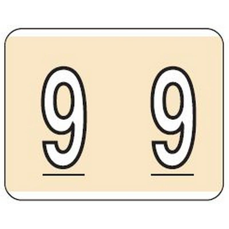 Kardex Compatible "9" Numeric Labels, Laminated Stock, 1-1/4" X 1-1/2" Individual Numbers - Roll of 500