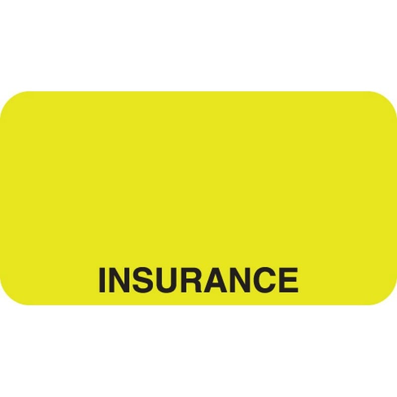 Insurance Labels, INSURANCE - Fl Chartreuse, 1-5/8" X 7/8" (Roll of 500)